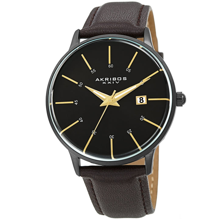 AK1104BK-S-Casual Black/Leather | Black Dial