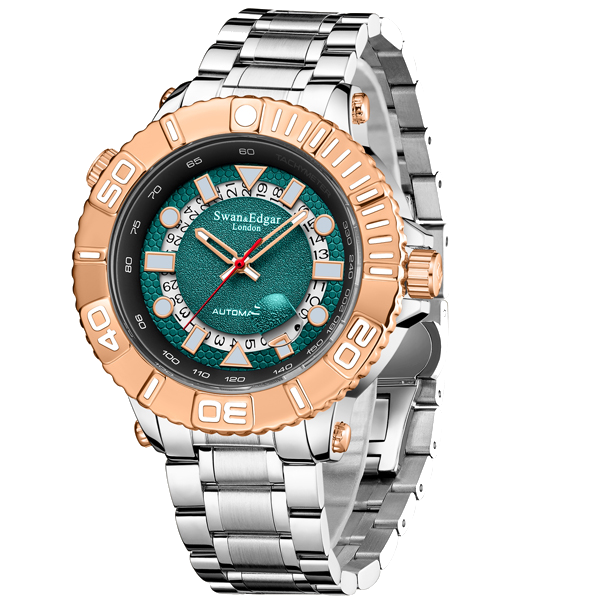 Geometric Racer Automatic Two Tone/Stainless Steel Black-Teal Dial