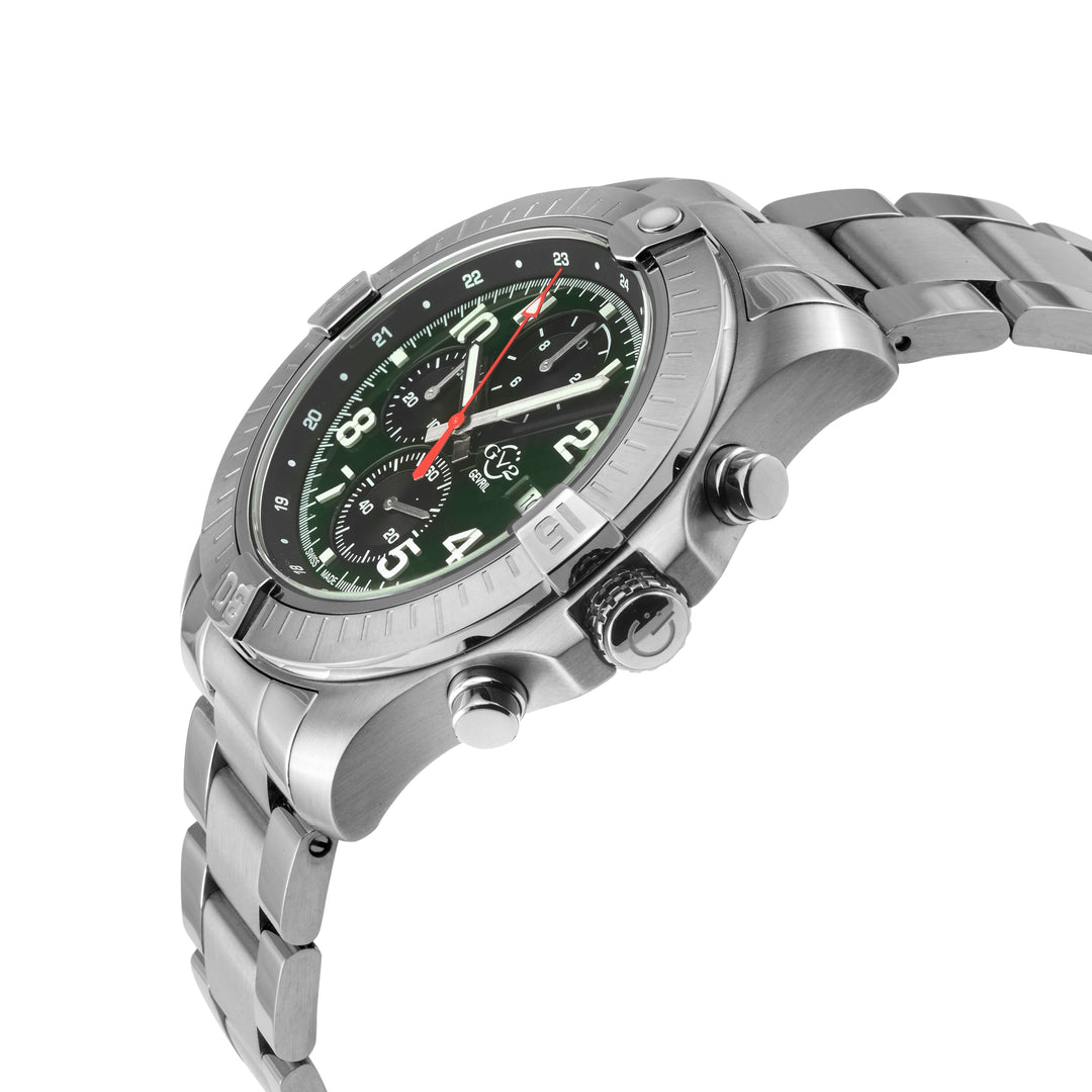 T38 GV2 Swiss Quartz Chronograph, 316L Case, Green Enamel Dial, 316L Bracelet | 