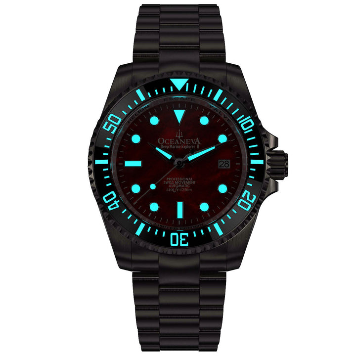 TITANIUM Deep Marine Explorer II Black Bezel | Red Dial
