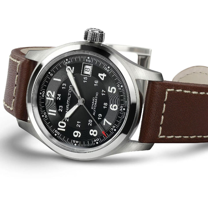 KHAKI FIELD Black / Leather Black Dial