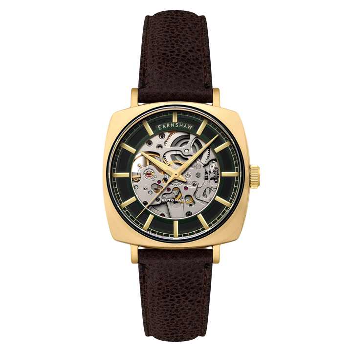 City Of London Moorgate Skeleton Automatic Black / Genuine Leather Strap | Black