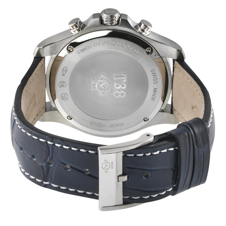 T38 GV2 Swiss Quartz Chronograph, 316L Case, Blue Enamel Dial, Blue Handmade Ita