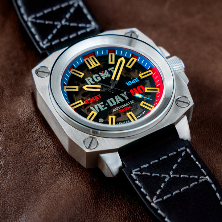 ALTIMETER SKELETON AUTOMATIC VE-DAY 80TH LIMIITED EDITION BLACK / LEATHER | Blac