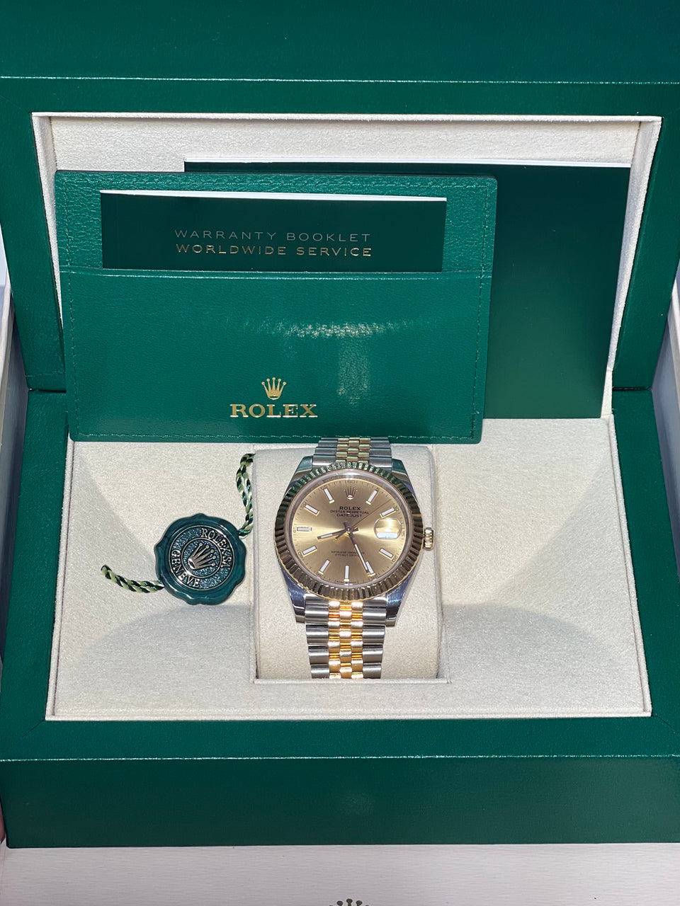 Rolex Steel and Yellow Gold Rolesor Datejust 41 Watch - Fluted Bezel - Champagne Index Dial - Jubilee Bracelet