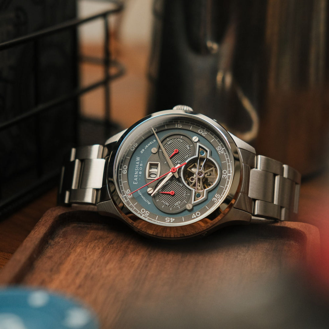Baron Grand Date Calendar Open Heart Automatic Blue / Steel Stainless Steel | Bl
