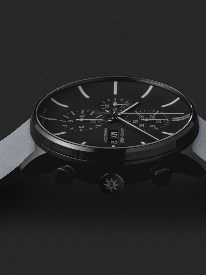 Form A Chronoscope Black Dial / Gray Leather Strap Black Dial