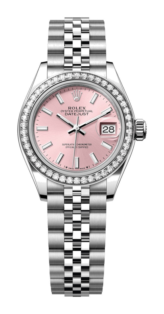Rolex Lady-Datejust 279384RBR - 28mm Oystersteel (Diamond Bezel) - Jubilee
