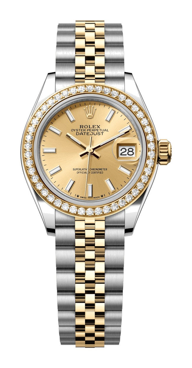 Rolex Lady-Datejust 279383RBR - 28mm Oystersteel & Yellow Gold (Diamond Bezel) - Jubilee
