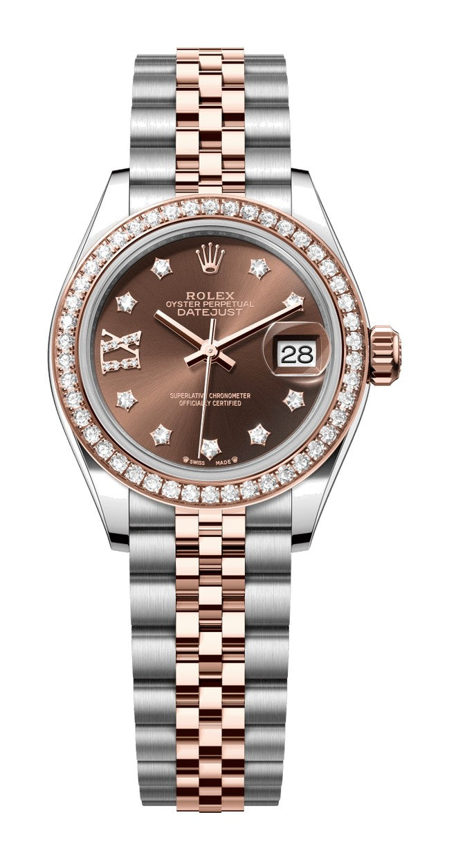 Rolex Lady-Datejust 279381RBR - 28mm Oystersteel & Everose Gold (Diamond Bezel) - Jubilee