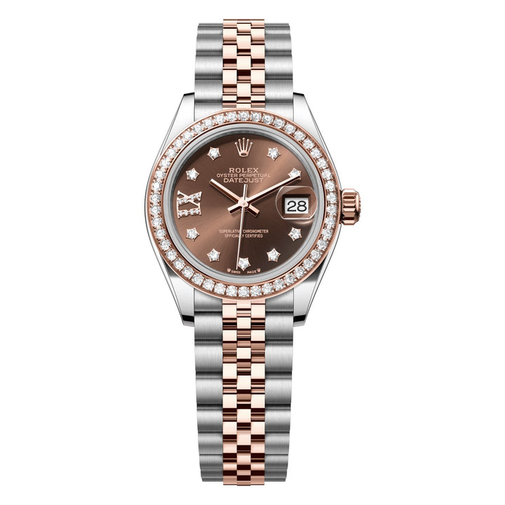 Rolex Lady-Datejust 279381RBR - 28mm Oystersteel & Everose Gold (Diamond Bezel) - Jubilee