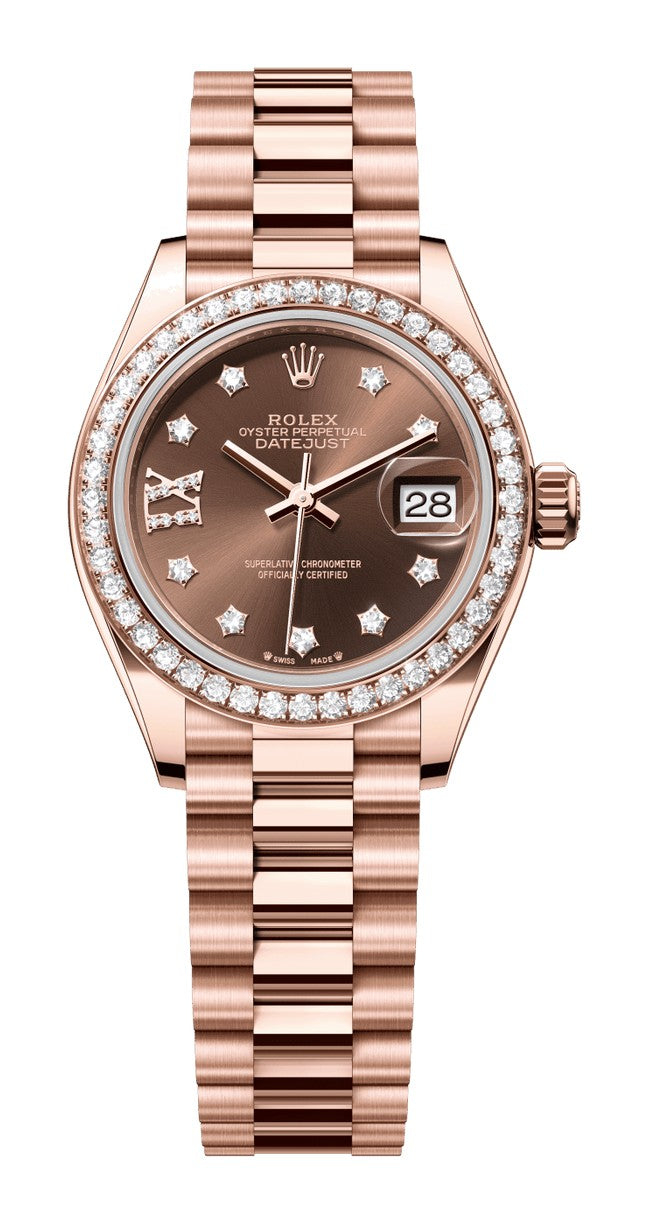 Rolex Lady-Datejust 279135RBR - 28mm Everose Gold (Fluted) - President