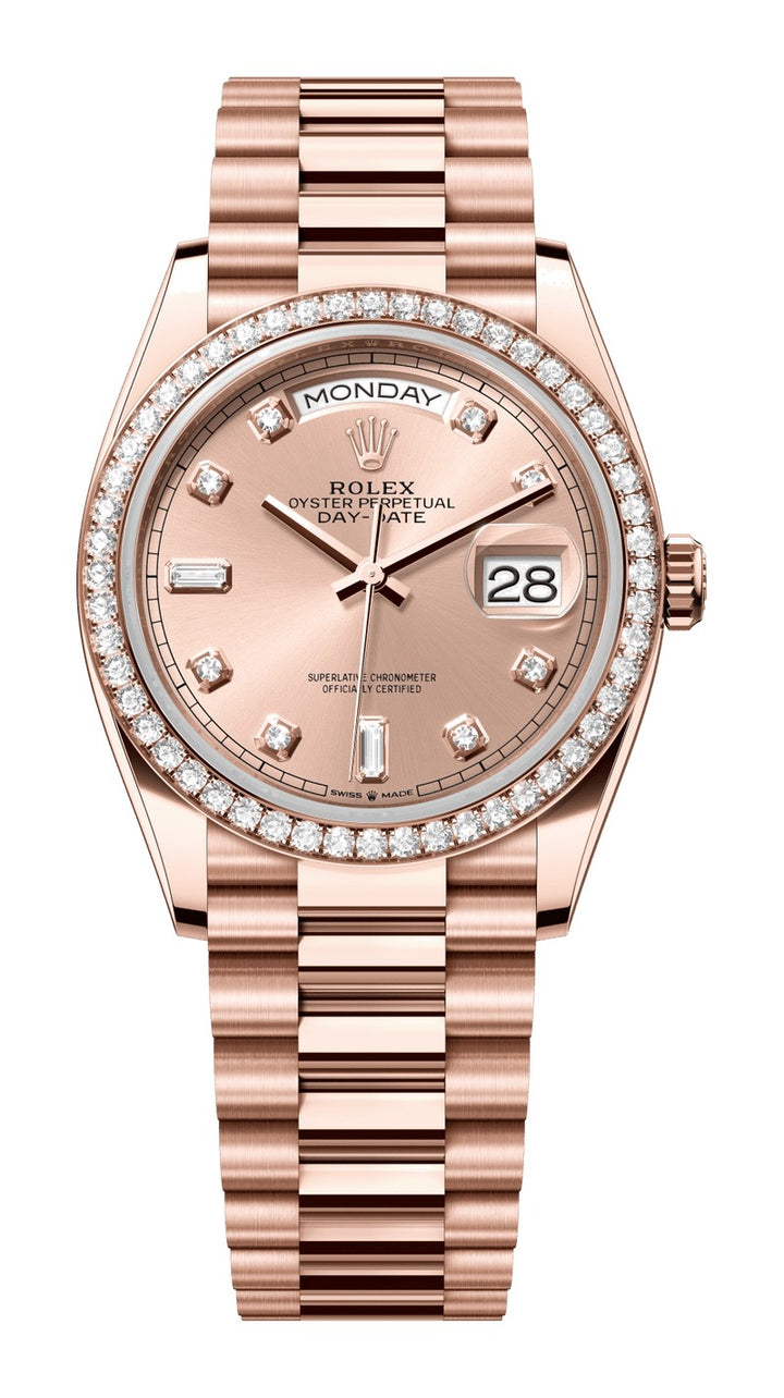 Rolex Day-Date 36 128345RBR - 36mm Everose Gold (Diamond Bezel) - President