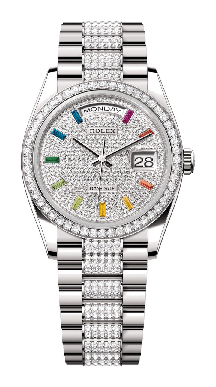 Rolex Day-Date 36 128349RBR - 36mm White Gold (Diamond Bezel) - President