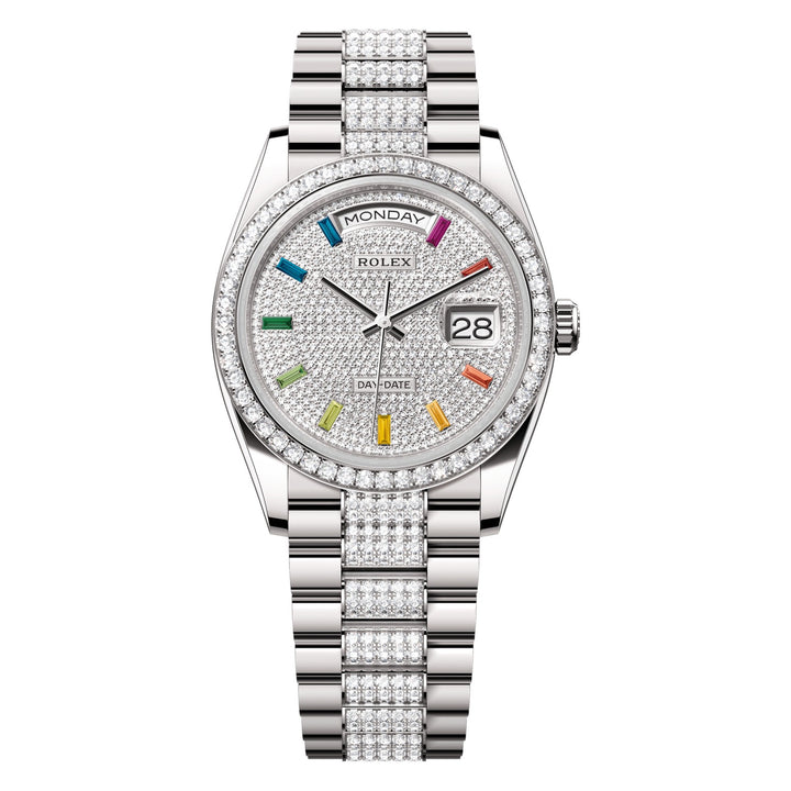 Rolex Day-Date 36 128349RBR - 36mm White Gold (Diamond Bezel) - President