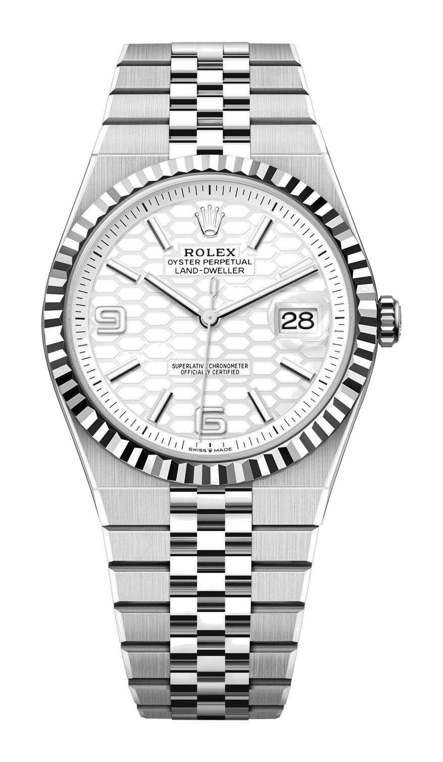 Rolex Land-Dweller 40 127334 - 40mm Oystersteel & White Gold (Fluted) - Flat Jubilee