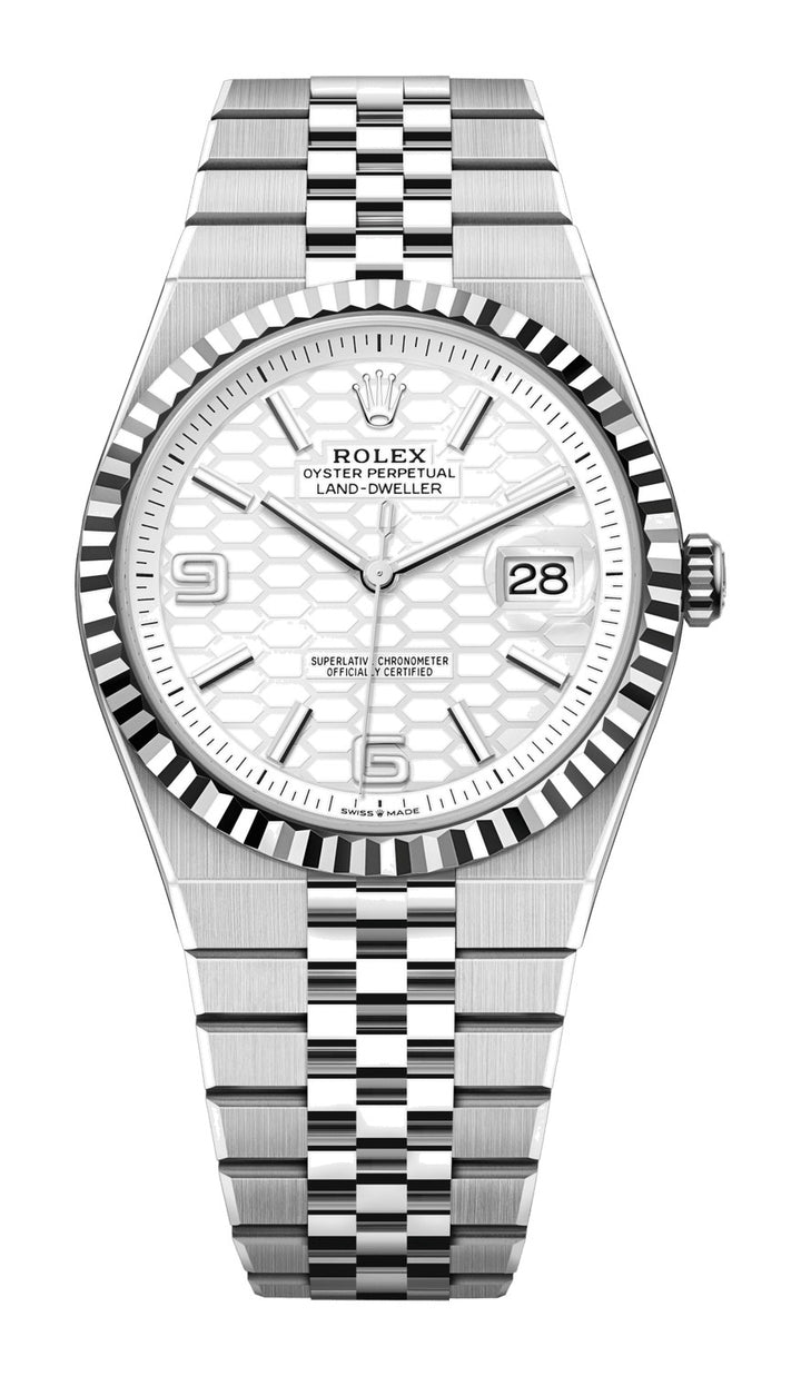 Rolex Land-Dweller 40 127334 - 40mm Oystersteel & White Gold (Fluted) - Flat Jubilee