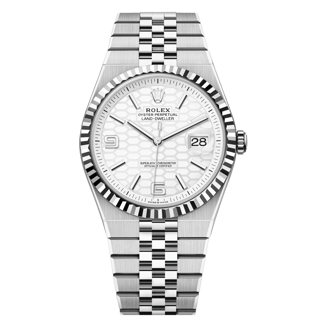 Rolex Land-Dweller 40 127334 - 40mm Oystersteel & White Gold (Fluted) - Flat Jubilee