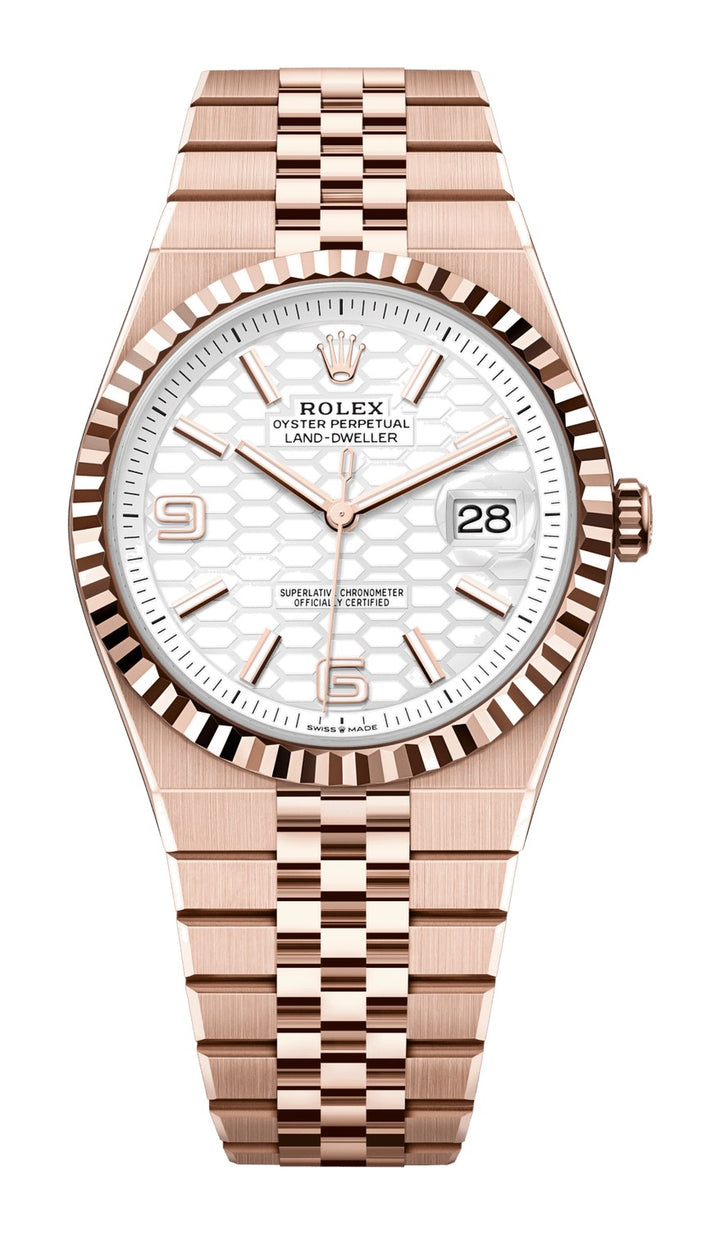 Rolex Land-Dweller 40 127335 - 40mm Everose Gold (Fluted) - Flat Jubilee