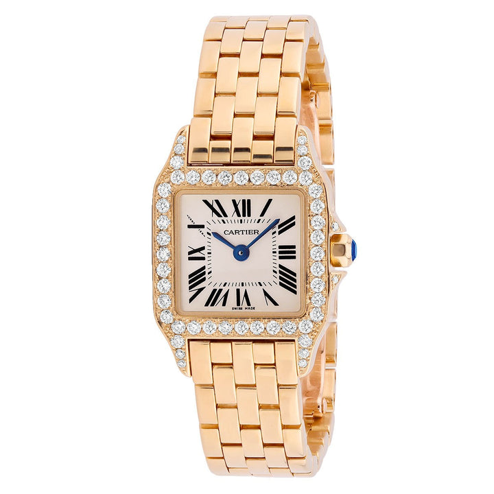 Cartier Santos Demoiselle Mini 18K Rose Gold Diamond Bezel