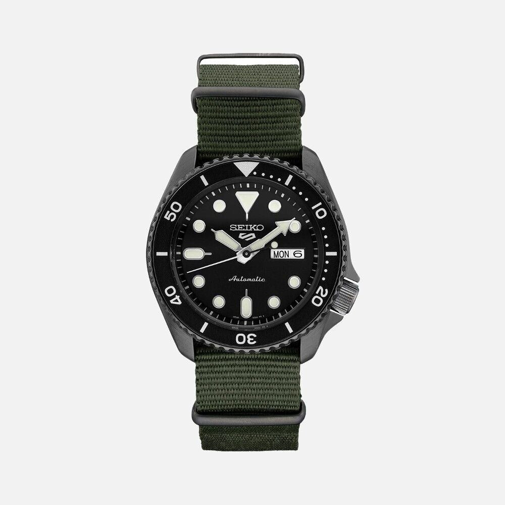 Seiko 5 Sports Black Dial Green Canvas SRPD91