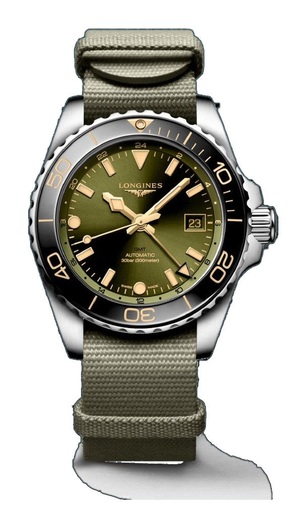 HYDROCONQUEST GMT Green / Fabric | Green Dial