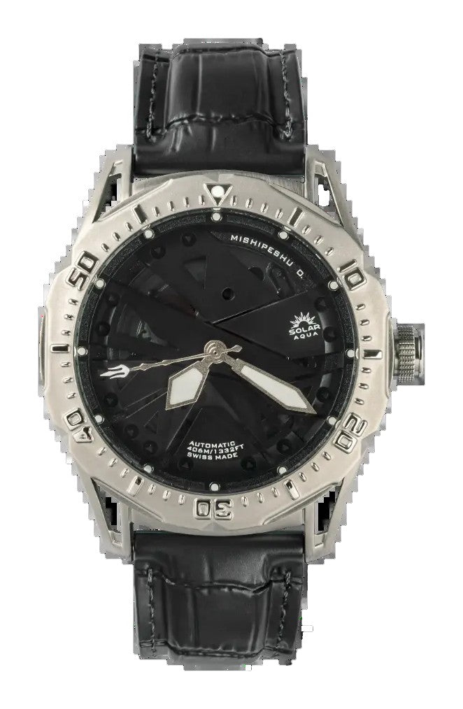 Mishipeshu O. Black Dial / Croco Strap Black Dial