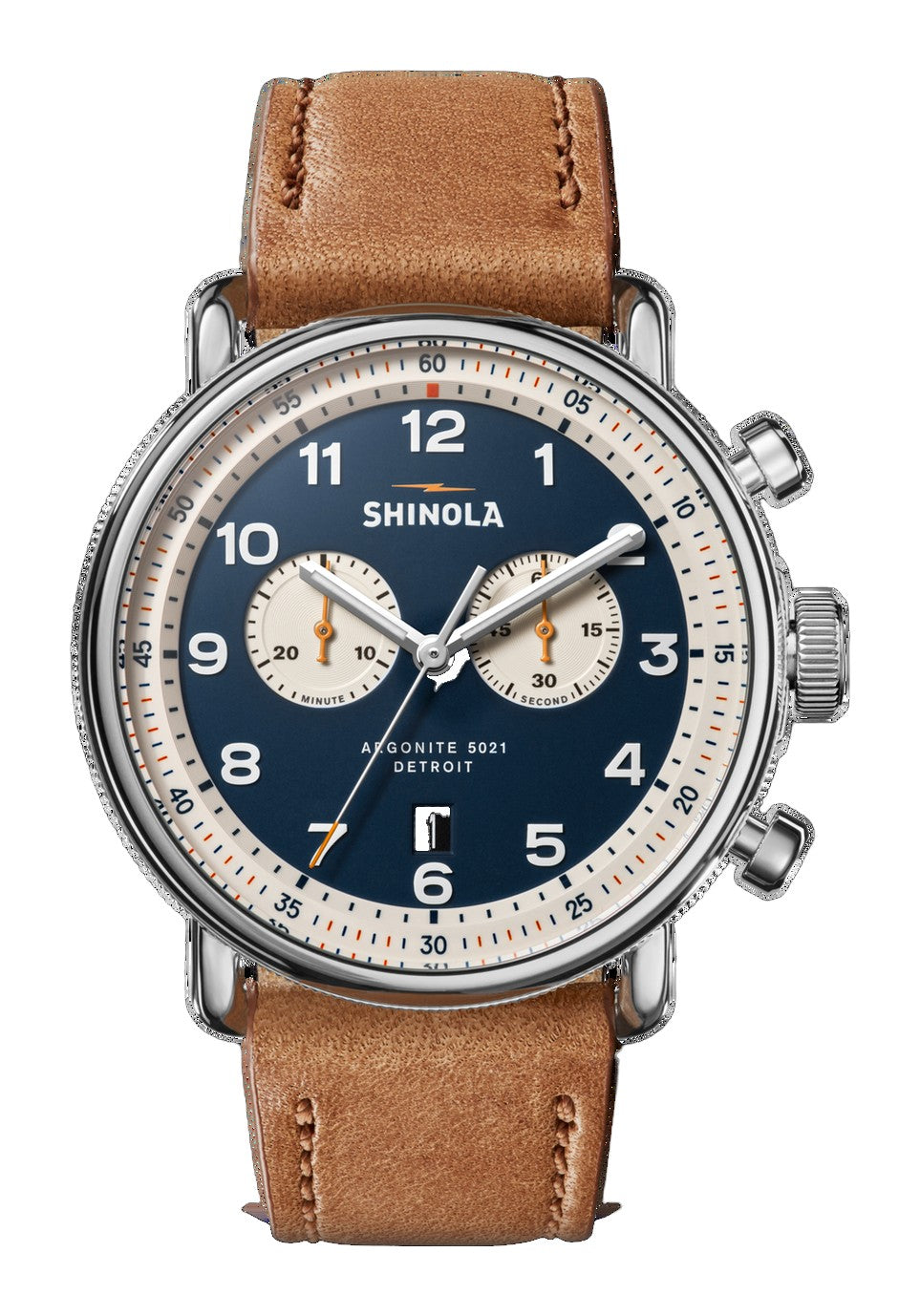 Canfield C56 Chronograph Watch Blue Dial / Tan Leather Strap Blue Dial