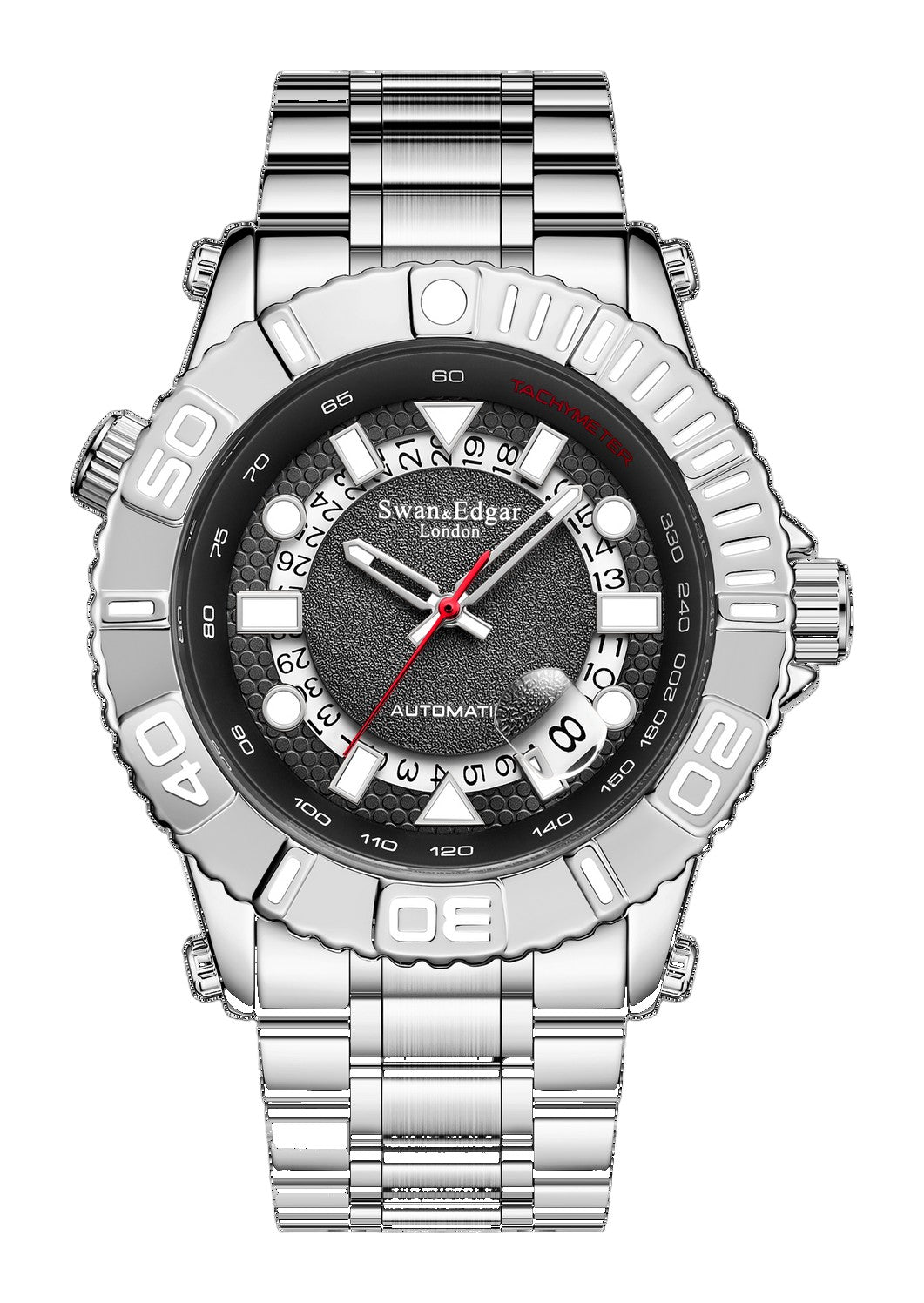 Geometric Racer Automatic Multi-Level Grey Geometric Dial / Silver Stainless Steel Bracelet Gray Dial