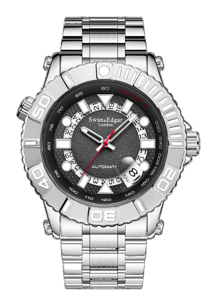 Geometric Racer Automatic Multi-Level Grey Geometric Dial / Silver Stainless Steel Bracelet Gray Dial