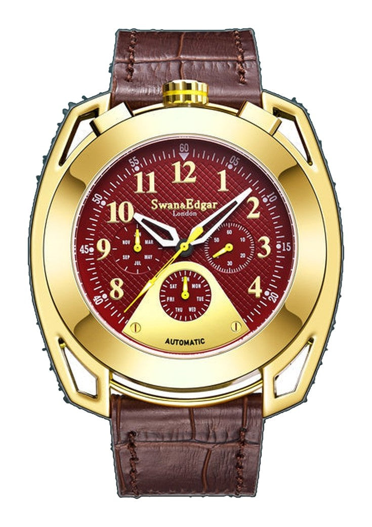 Crusader Automatic Brown Grid-Pattern Dial / Brown Leather Strap Brown Dial