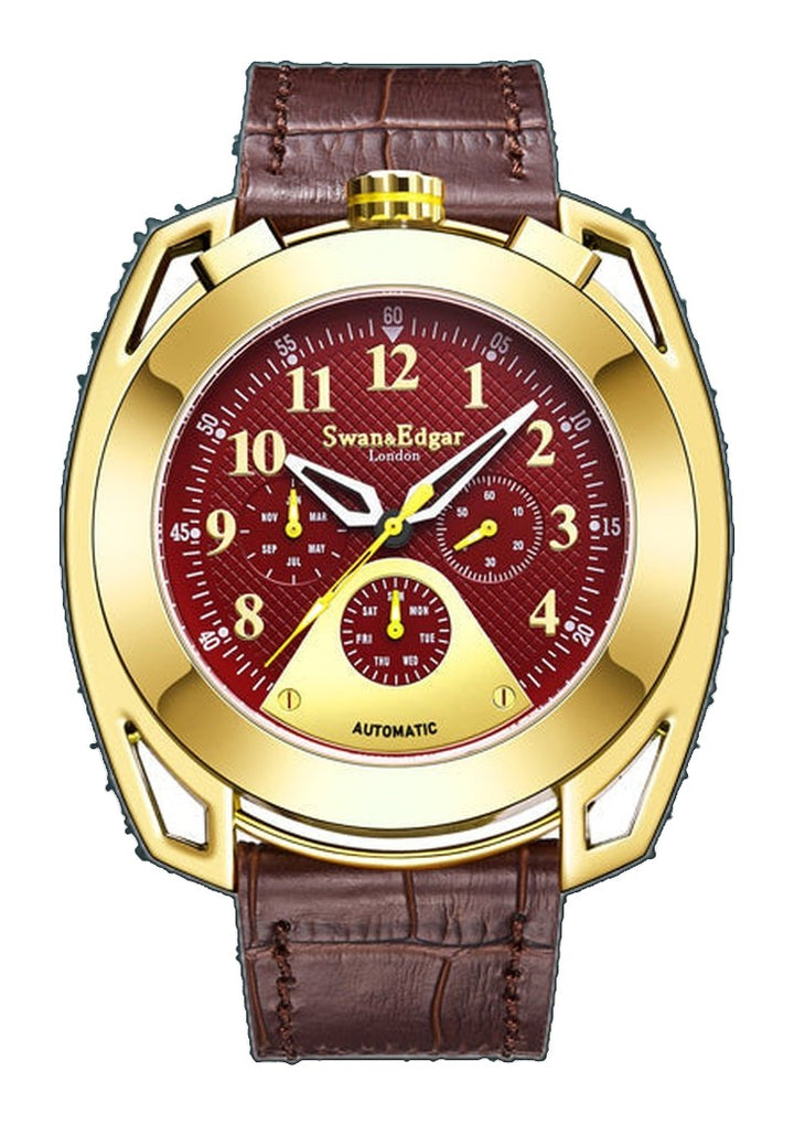Crusader Automatic Brown Grid-Pattern Dial / Brown Leather Strap Brown Dial