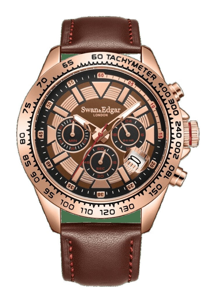 Speed Tracker Mecha Quartz Brown Dial / Brown Leather Strap With Red Stitching Brown Dial