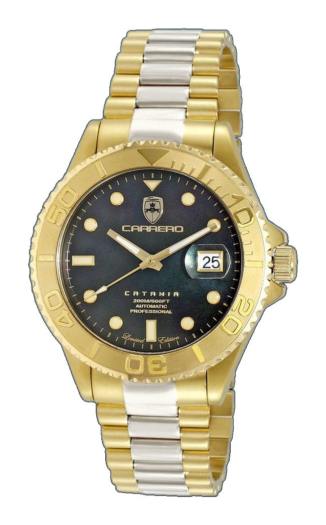 Catania MOP Goldtone-Black /TT Black Mother-of-Pearl Dial