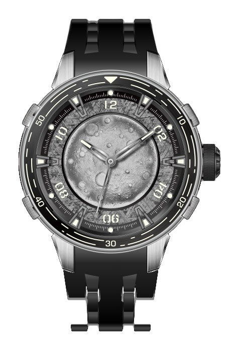 Celestial Silver Dial Black Rubber Strap 40.2mm Silver Dial