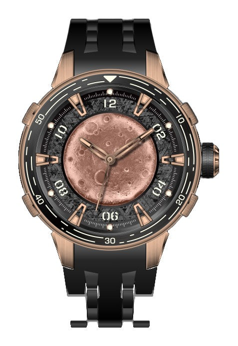 Celestial Rose Gold Dial Black Rubber Strap 40.2mm Rose Gold Dial