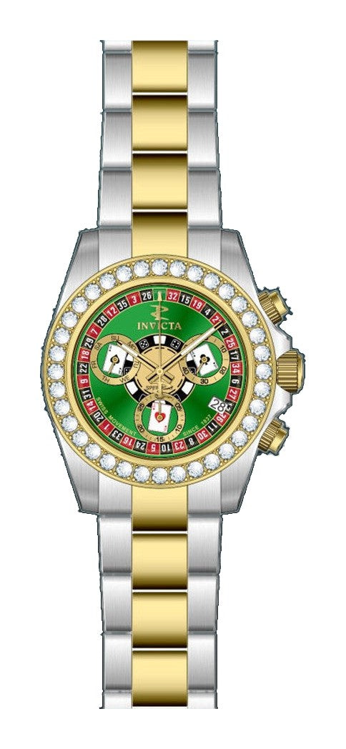 Elite Diamond Green Dial Silver And Gold Stainless Steel Bracelet 42mm Green Dial