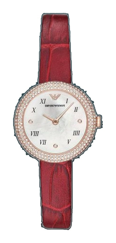Classic Mother-Of-Pearl Dial / Burgundy Leather Strap Mother-of-Pearl Dial