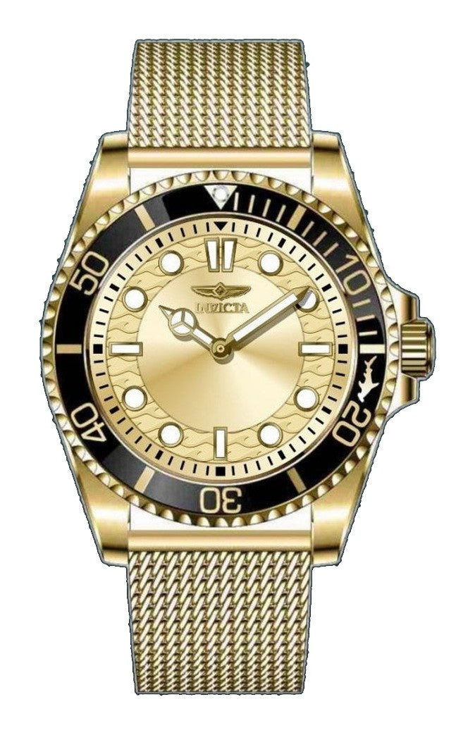 Pro Diver Men Gold-Tone Dial / Gold-Tone Stainless Steel Mesh Bracelet
