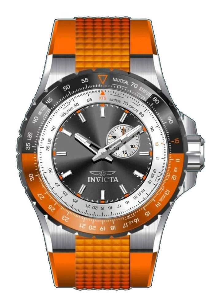 Aviator Men Black Dial / Orange Silicone Strap Black Dial