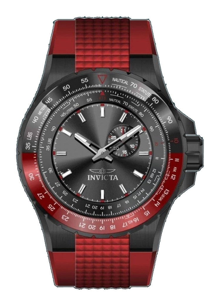 Aviator Men Black Dial / Red Silicone Strap Black Dial