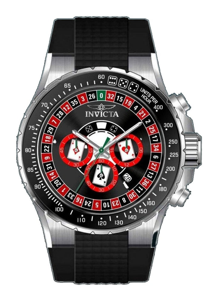 Aviator Men Black Casino Dial / Black Silicone Strap Black Dial