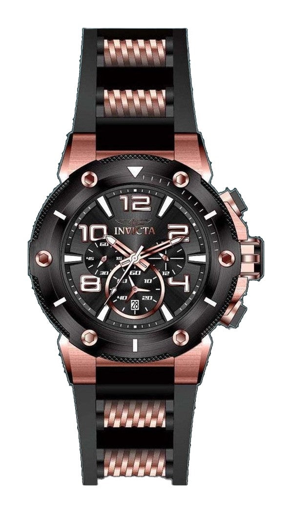 Speedway Chronograph Black Dial / Two-Tone Black / Rose Gold Silicone And Stainless Steel Strap Black Dial