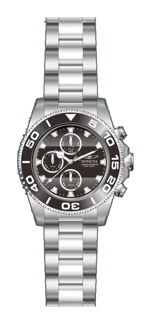 Pro Diver Chronograph Black Dial / Silver Stainless Steel Bracelet Black Dial