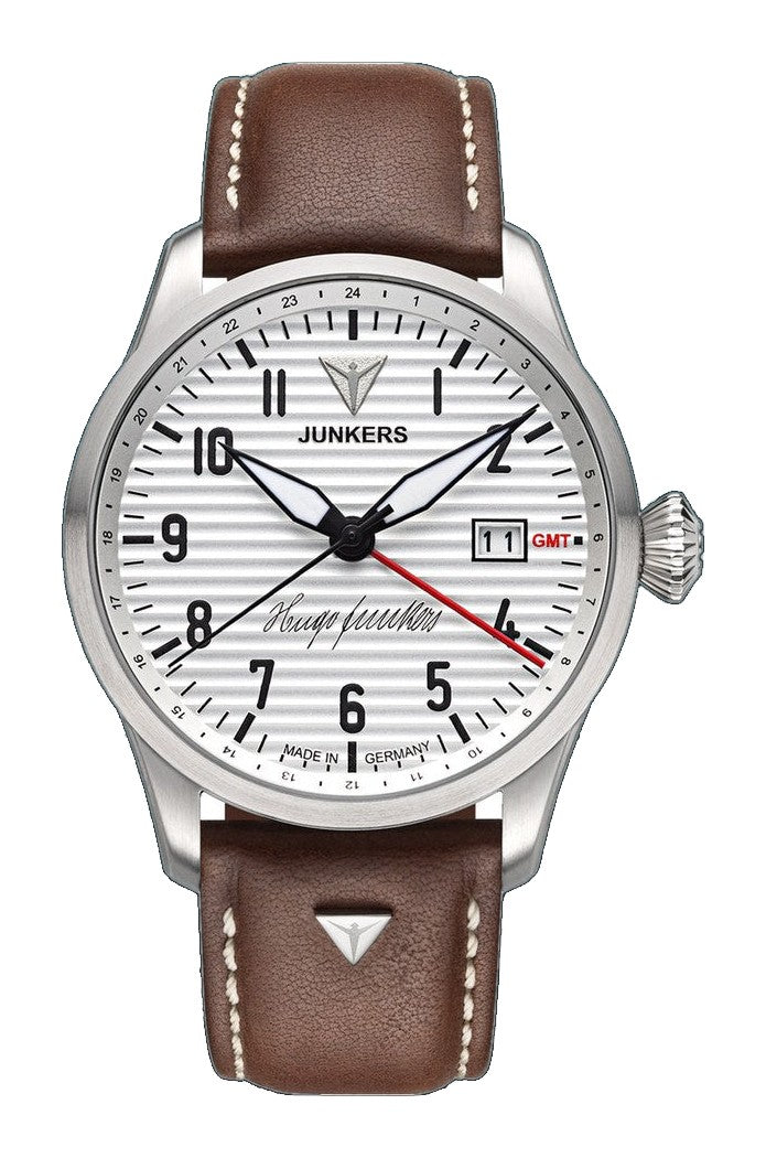 Hugo Junkers GMT Signature Edition GMT Silver Dial / Brown Leather Strap Silver Dial