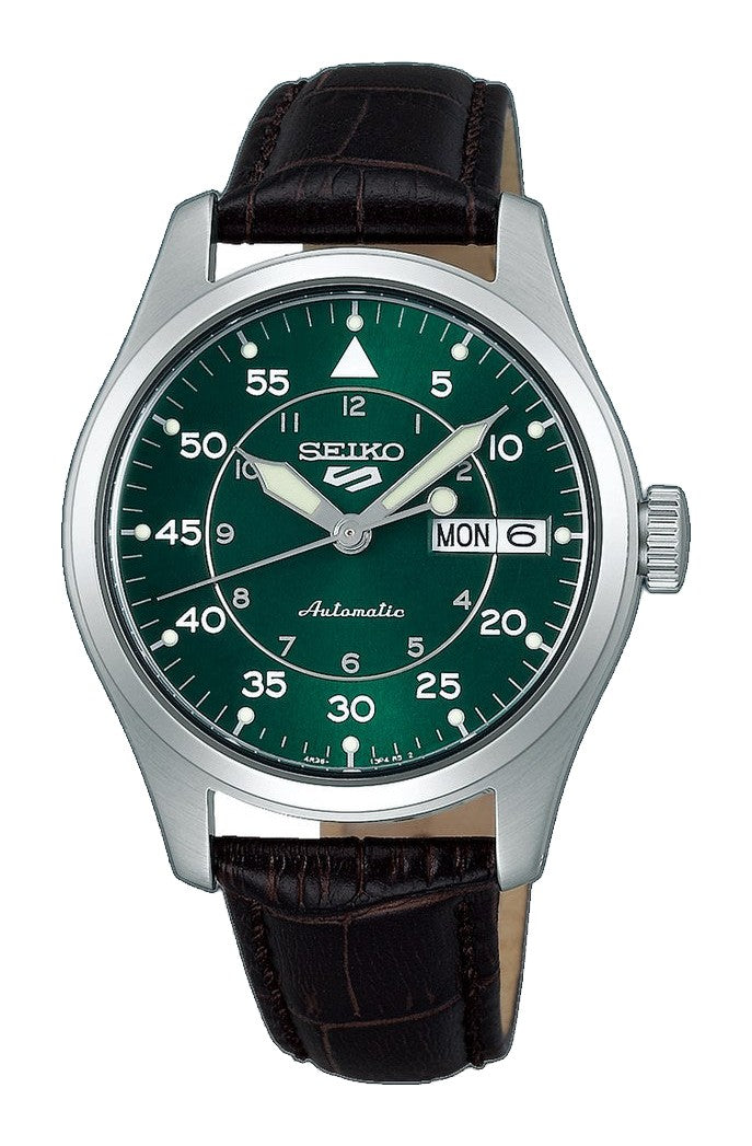5 Sports Field Series Green Dial Brown Leather Strap 36.4mm Green Dial