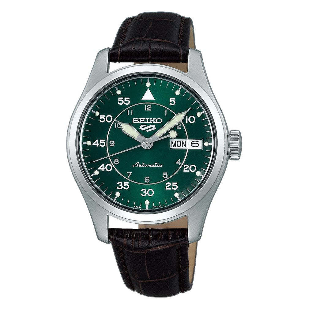 5 Sports Field Series Green Dial Brown Leather Strap 36.4mm Green Dial