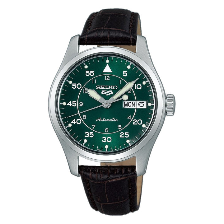 5 Sports Field Series Green Dial Brown Leather Strap 36.4mm Green Dial