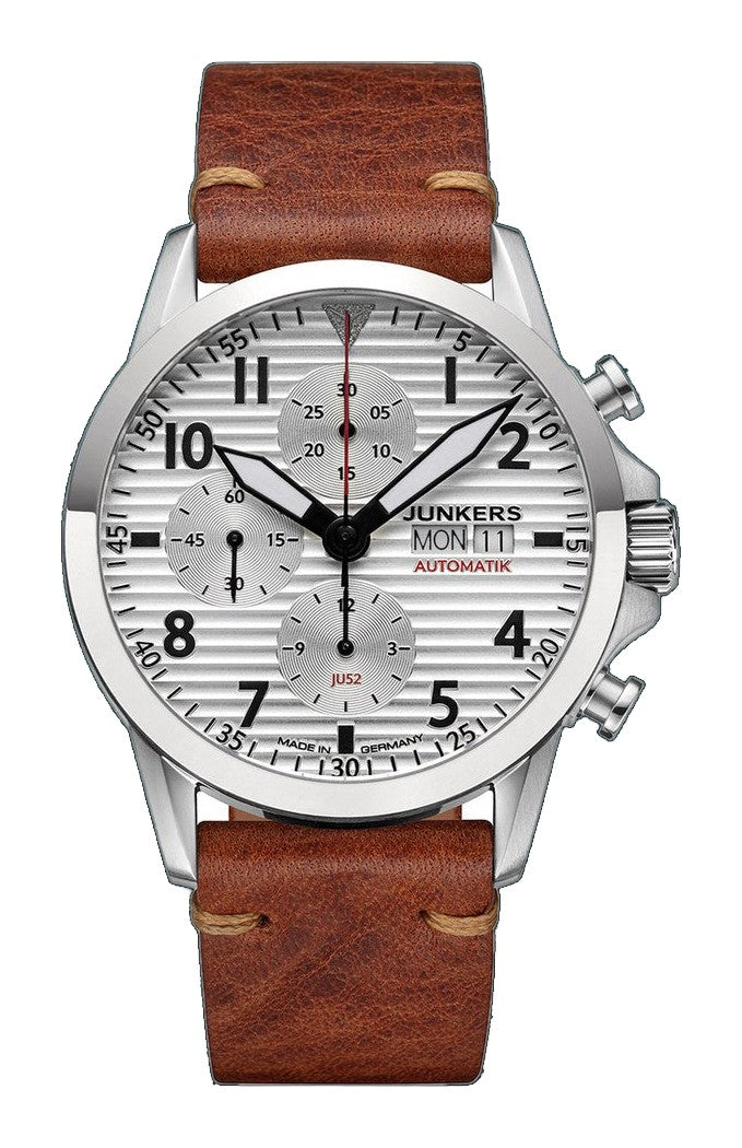 JU 52 Aviator Leather / Silver Silver Dial