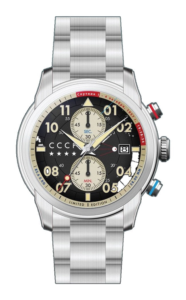 SPACE SPUTNIK BLACK / STAINLESS STEEL | Black Dial